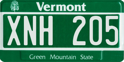 VT license plate XNH205