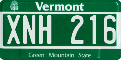 VT license plate XNH216