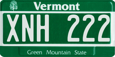 VT license plate XNH222