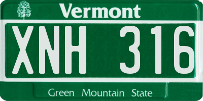 VT license plate XNH316