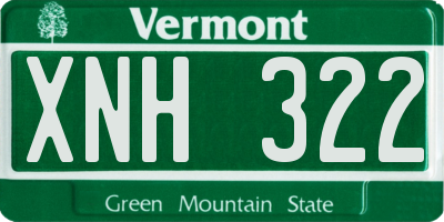 VT license plate XNH322