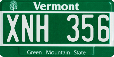 VT license plate XNH356