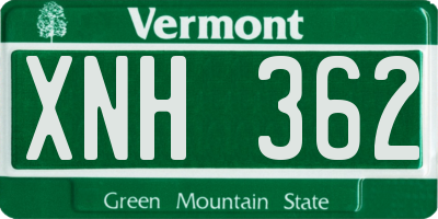 VT license plate XNH362