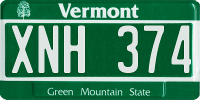 VT license plate XNH374