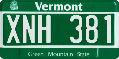 VT license plate XNH381