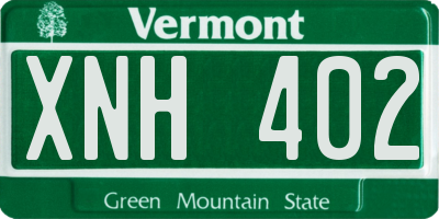 VT license plate XNH402