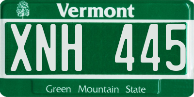 VT license plate XNH445