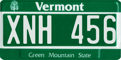VT license plate XNH456