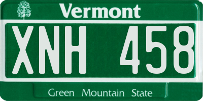 VT license plate XNH458