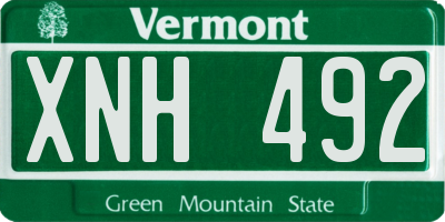 VT license plate XNH492