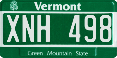 VT license plate XNH498