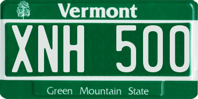 VT license plate XNH500