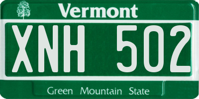 VT license plate XNH502