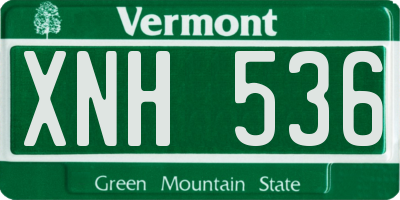 VT license plate XNH536