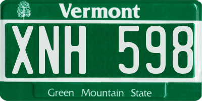 VT license plate XNH598
