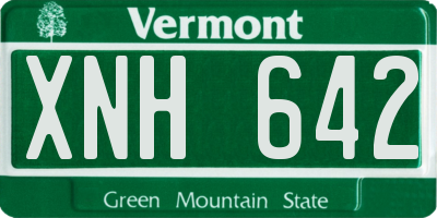 VT license plate XNH642