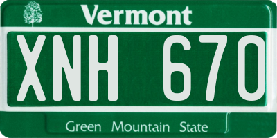 VT license plate XNH670