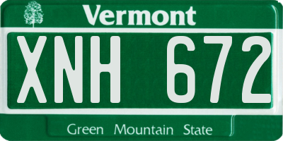 VT license plate XNH672
