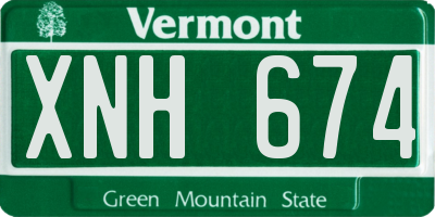 VT license plate XNH674