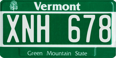 VT license plate XNH678