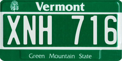 VT license plate XNH716