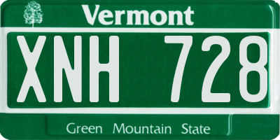 VT license plate XNH728
