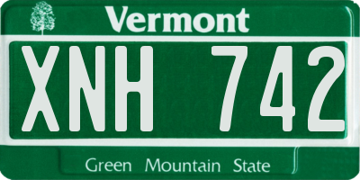 VT license plate XNH742