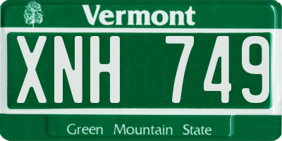 VT license plate XNH749