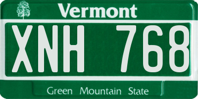 VT license plate XNH768