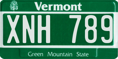 VT license plate XNH789