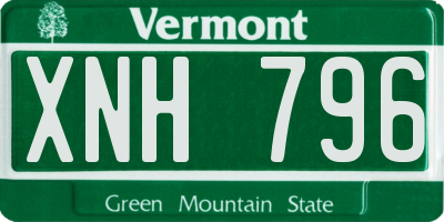 VT license plate XNH796