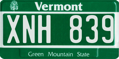 VT license plate XNH839