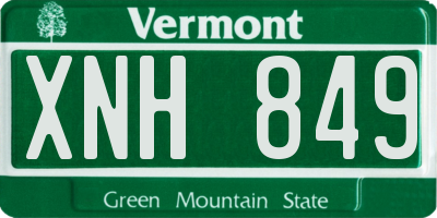 VT license plate XNH849