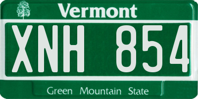 VT license plate XNH854