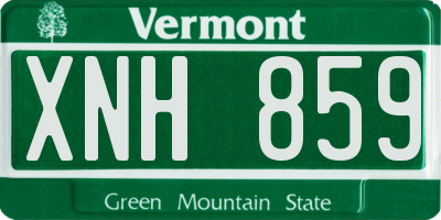 VT license plate XNH859