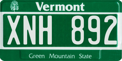 VT license plate XNH892