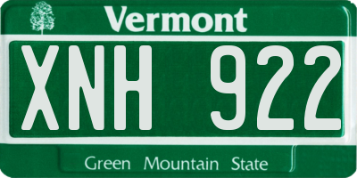 VT license plate XNH922