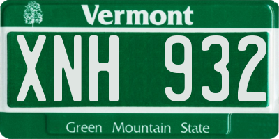VT license plate XNH932