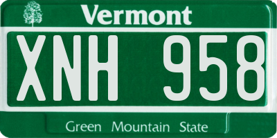 VT license plate XNH958
