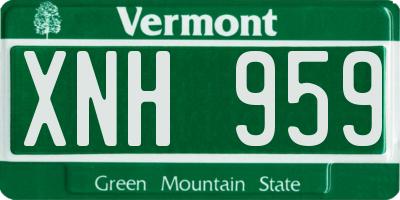 VT license plate XNH959