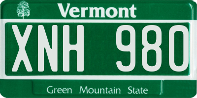 VT license plate XNH980