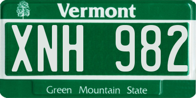 VT license plate XNH982