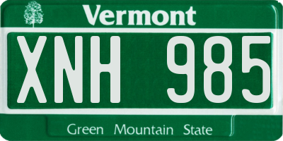 VT license plate XNH985