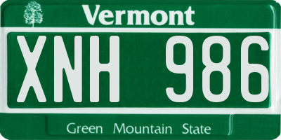 VT license plate XNH986