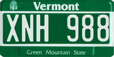 VT license plate XNH988