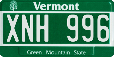 VT license plate XNH996