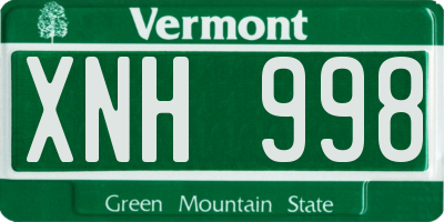 VT license plate XNH998