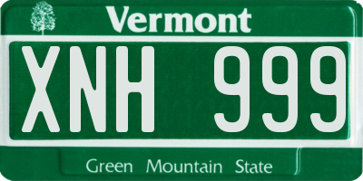 VT license plate XNH999
