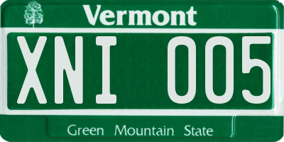 VT license plate XNI005