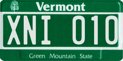 VT license plate XNI010